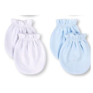 Baby No-Scratch Mittens Set of 6 White and Blue *NWOT*